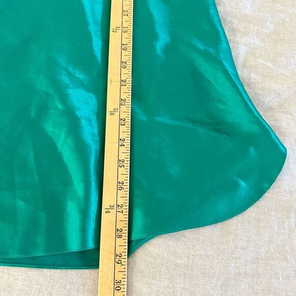 Vtg LAURA ADAMS Emerald Green Satin Spaghetti Strap Slip Dress Womens Y2K Small - Picture 7 of 7